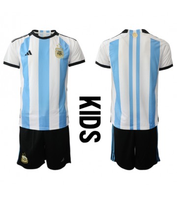 Argentina Hjemmebanesæt Børn VM 2022 Kort ærmer (+ korte bukser)